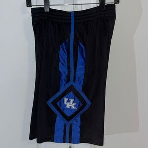Vintage NIKE Kentucky Wildcats SEWN UK Black Blue Shiny Retro Basketball Shorts